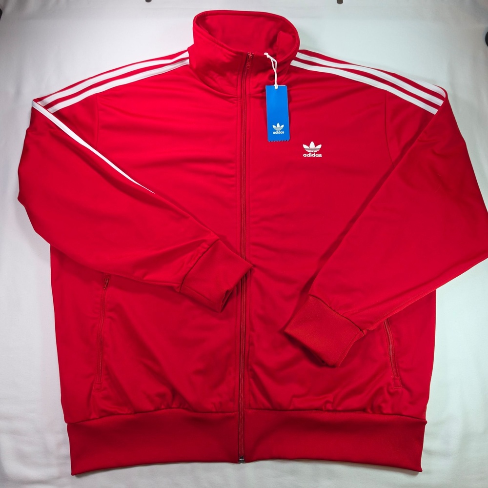 Adidas Firebird Track Jacket Mens 2XL Red 3-Stripes Full Zip Trefoil ED6071
